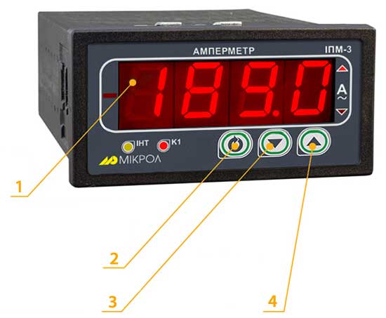Вид панели управления амперметра
